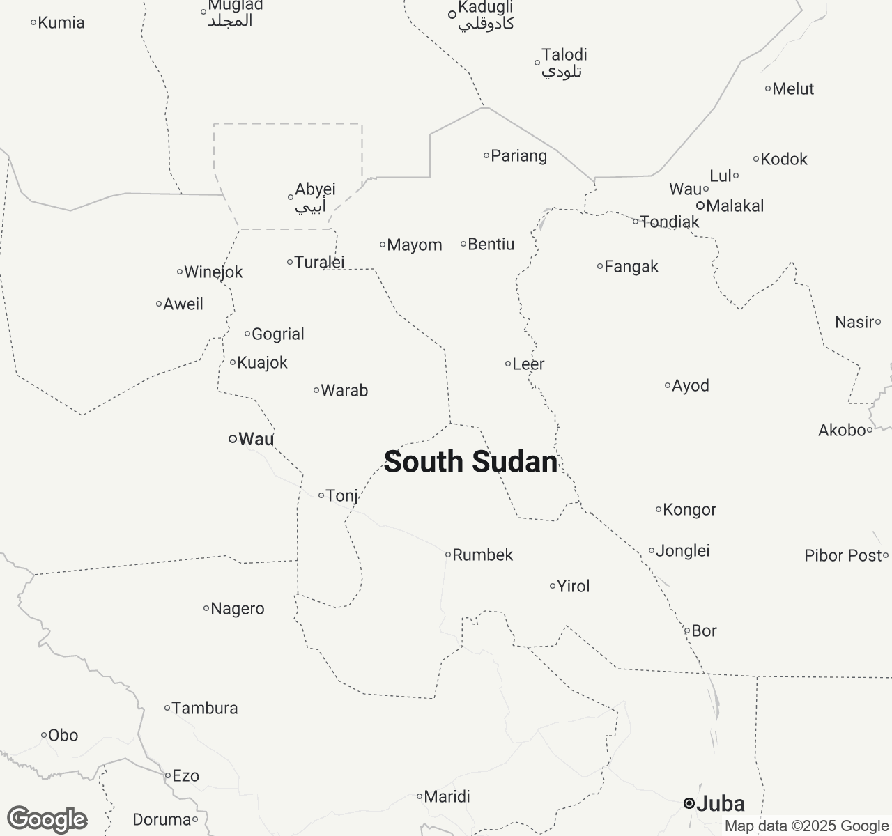 Map of South Sudan